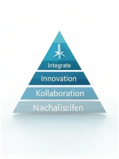 Werte-Pyramide von R T Z ASSOCIATES LTD mit Integrität, Innovation, Kollaboration und Nachhaltigkeit